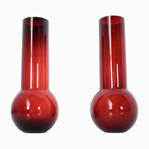 Large Ruby ​​Glass Vase, Set of 2
