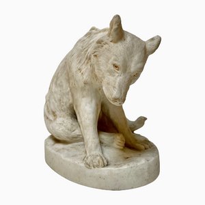 Sculpture d'Ours en Céramique Blanche par Stellmacher Teplitz, 19ème Siècle