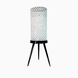 Perforated Metal Floor Lamp in Black and White in the Style of Stilnovo, Italy, 1950s
