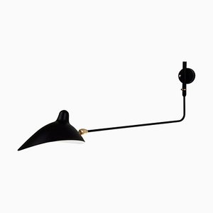 Lampada da parete Mid-Century moderna nera con braccio girevole di Serge Mouille