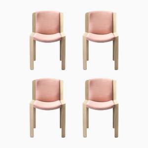 Chaises 300 en Bois et Tissu Kvadrat par Joe Colombo pour Karakter, Set de 4