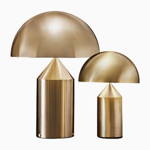 Large and Medium Gold Atollo Table Lamps by Vico Magistretti for Oluce, Set of 2