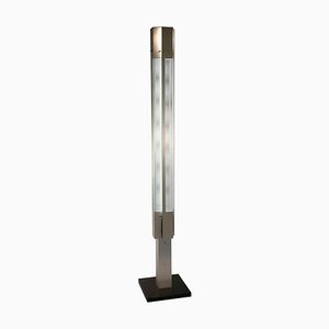 Lámpara de pie Mid-Century moderna con columna de aluminio de Serge Mouille