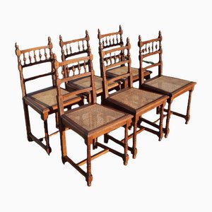 Chaises de Jardin Vintage en Jonc et Bois, Set de 6