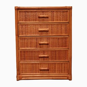 Bamboo and Rattan Chest of Drawers, 1970s