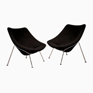 Black and Chrome Oyster F157 Chair by Pierre Paulin for Artifort, 1960s