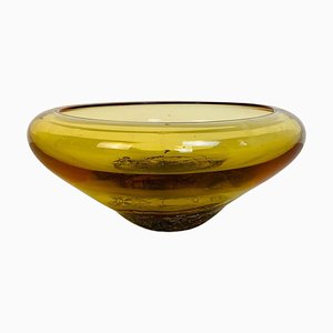 Cuenco italiano Mid-Century moderno de cristal de Murano amarillo, años 70