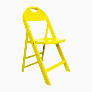Mid-Century Italian Modern Yellow Tric Folding Chair by A. Castiglioni for Hille, 1970s