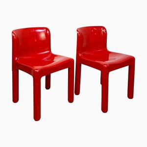 Italian Modern Red Mod. 4875 Chairs by Carlo Bartoli for Kartell, 1970s, Set of 2