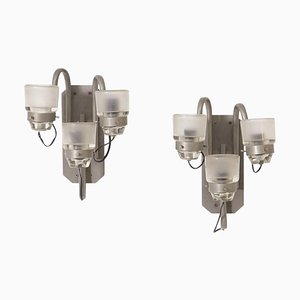 Nickel-Plated Brass Wall Lamp by Joe Colombo for Oluce, Set of 2