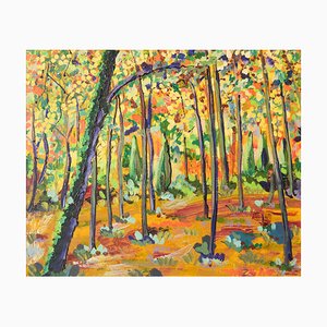 Impressionistische Waldlandschaft, Spätes 20. Jh., Öl auf Leinwand, Gerahmt