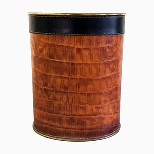 Leather-Clad Umbrella Stand or Wastepaper Bin, 1970s