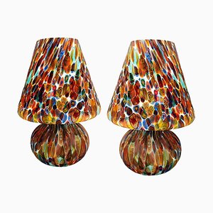 Large Italian Handcrafted Murano Table Lamps with Murrine Millefiori Decor, 2000s, Set of 2
