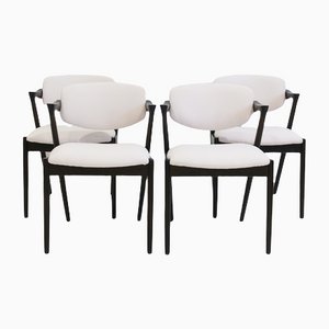 Model 42 Chairs with Light Pink Upholstery by Kai Kristiansen for Schou Andersen, Set of 4