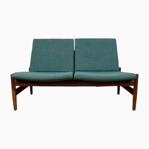 Scandinavian Teak & Fabric 2-Seat Sofa by Gunnar Sørlie for Karl Sørlie & Sønner Sarpsborg, 1960, Set of 2