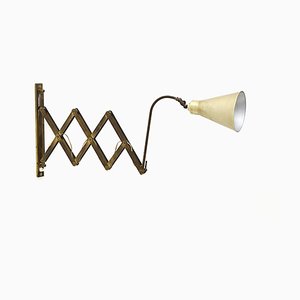 Pantograph Wall Lamp with Brass-Plated Diffuser, 1950s