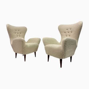 Mid-Century Italian High Back Armchairs in the Style of Paolo Buffa, Set of 2