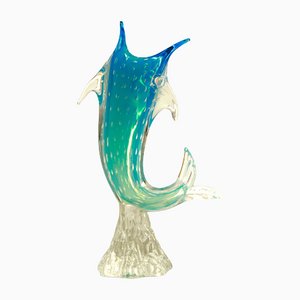 Jarrón italiano vintage con escultura de cristal de Murano de Delfino, años 50