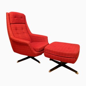 Swedish Armchair with Footstool from Lani, 1960s, Set of 2