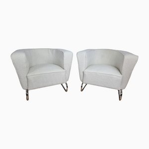 Chromed Armchairs by Jindrich Halabala, Set of 2