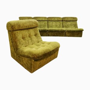 Vintage Bohemian Sofa aus grünem Samt, 5er Set