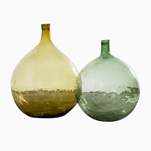 French Glass Demijohns, Set of 2