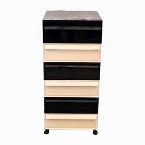 Mid-Century Modern Space Age Design White & Black Plastic Stacking Drawers by Simon Fussell for Kartell