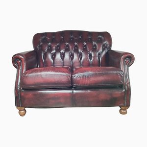 Leder Chesterfield Sofa in Rot von Thomas Lloyd