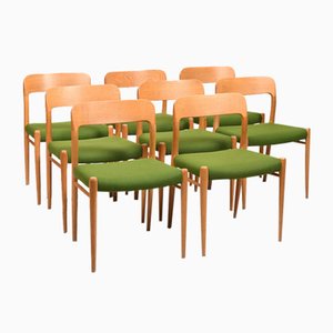 Dänische Modell Nr. 75 Esszimmerstühle von Niels Otto Møller für JL Møllers, 8 . Set