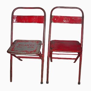 Industrial Metal Folding Chairs, Set of 2