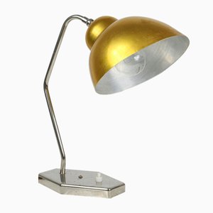 Lámpara de mesa Mid-Century dorada, años 60