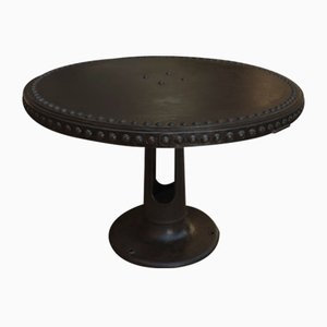 Industrial Round Table with Cast Iron Machine Base, 1900