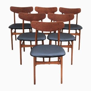 Skandinavische Stühle aus Naturholz und Teak, 6er Set