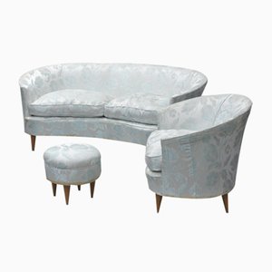 Geschwungenes Sofa, Sessel und Hocker von Ico Parisi, 5er Set