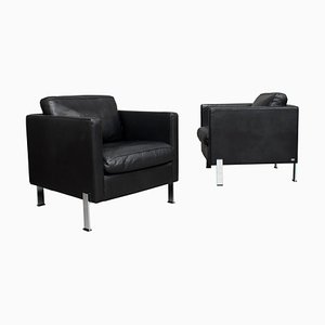 Black Leather DS-118 Lounge Armchairs from De Sede, Switzerland, Set of 2