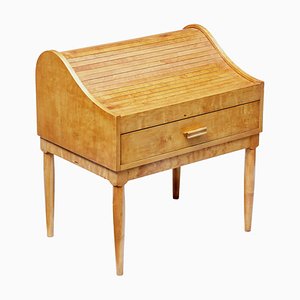 Mid 20th Century Birch Tambour Sewing Box on Stand