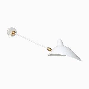 Mid-Century Modern White Wall Lamp with 1 Straight & 2 Swivelling Arms by Serge Mouille