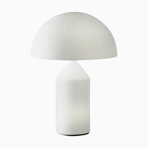 Atollo Medium Tischlampe aus weißem Glas von Vico Magistretti für Oluce