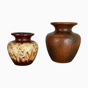 Multi-Color Pottery Fat Lava Vases from Scheurich, Germany, 1970s, Set of 2