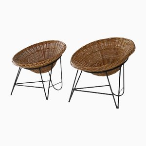 Fauteuils en Rotin, France, Set de 2