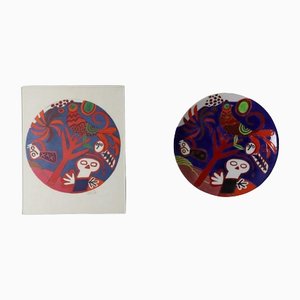 Lithography & Ceramic Wall Plate by Corneille, Set of 2