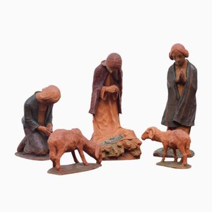 Vintage Hand-Carved Nativity Scene, Germany, Set of 5