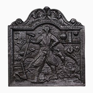 Antique English Cast Iron Relief Fire Back