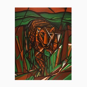 JL Gossmann, Panther in Landscape, óleo sobre lienzo
