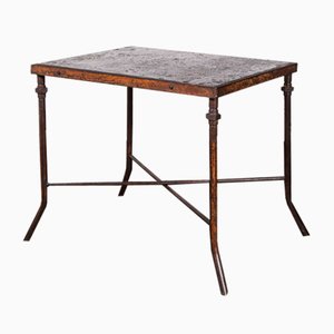 Large Industrial Square Console Table, 1940s