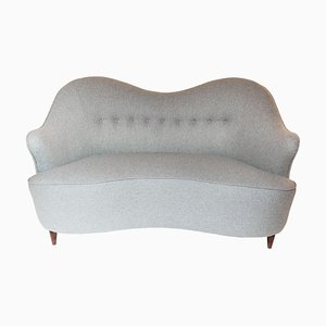 Graues Zwei-Sitzer Sofa aus Wolle im Stil von Finn Juhl, Italien, 1950er