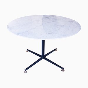 Mid-Century Modern Round Carrara Marble Dining Table, Italy, 1950