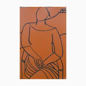 Figura di John Emanuel, arancione, tecnica mista