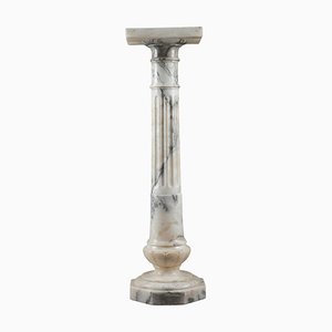 White Veined Marble Pedestal, Late 19th-Century