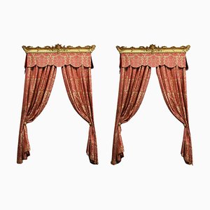 Fadini-Borghi Curtains and Valances with Gilded Wood, Set of 2